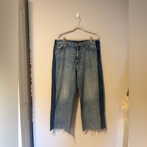 Lauren Ralph Lauren High Waisted Two-Tone Straight Leg Jeans 12